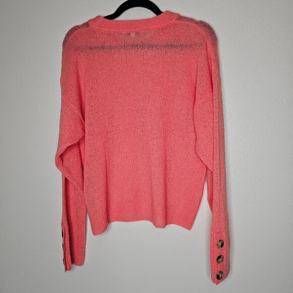Joie M Sweater Pink Namio Wool Blend Loose Knit Button Office Career Cozy Soft - Picture 5 of 5